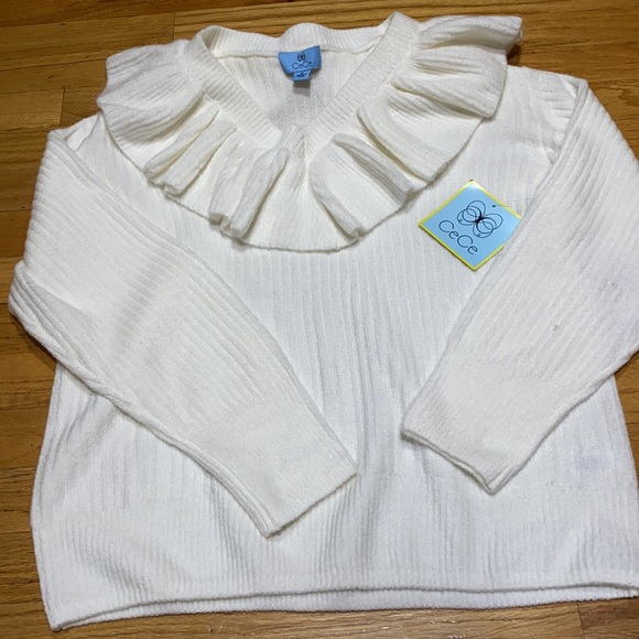 CECE ruffle sweater Size M. Cream color. NWT - Picture 4 of 8